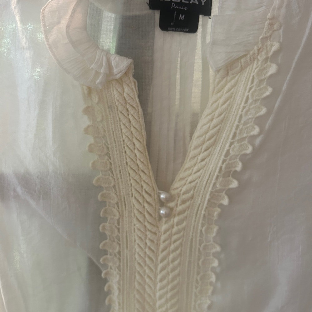 Cream Blouse with Lace Detail